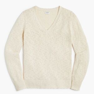 J. Crew Factory V-neck Slub Cotton Sweater, XXL, Cream